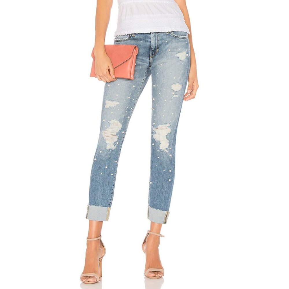 Joes Jeans 26 Peal Embellished The Smith Cuff Ankle Jeans